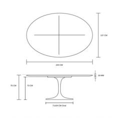 Mesa De Jantar Tulipa Oval 244X137cm Laqueada Branco