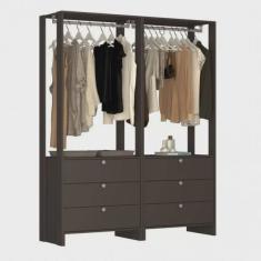 Guarda-Roupa Closet 2 Peças 2 Cabideiros e 6 Gavetas Yes
