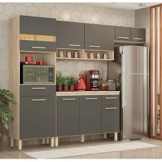 Cozinha Compacta 4 Peças Dama Avena Grafito Demóbile