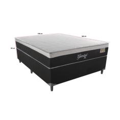 Cama Box Casal 138x188x56cm Gemini Tecido Artemis Preto, Malha Apolo Branca