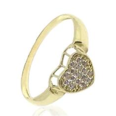 Anel de ouro 18k coração com pedras - Elegancy Joias, 15