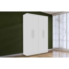 Guarda Roupa Solteiro Amsterdam c/ 4 Portas e 2 Gavetas Branco/Neve - 