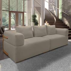 Sofá Bipartido 3 Lugares com Almofadas Soltas 240cm Nuuk Linho Avelã G63 - Gran Belo