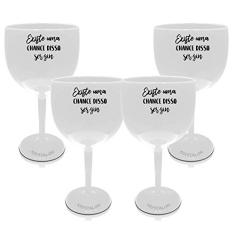 Kit 4 Taças Gin Brancas Acrílico Personalizadas - Chance de Ser Gi