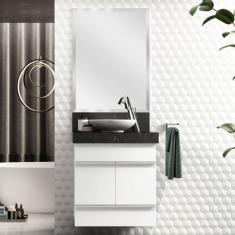 Gabinete para Banheiro Suspenso SLIM 60cm Bumi Branco/Branco