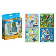 Quebra-Cabeça com 4 cenas Bugs Bunny Looney Tunes 16 peças Xalingo