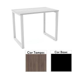 Mesa de Escritório Pé Tubular PE25 em MDP 90 x 45 cm Cor Walnut e Base Preta