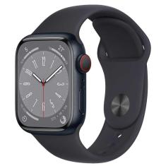 Apple Watch Series 8 (GPS + Cellular 41 mm) Caixa de Aço Inoxidável Grafite, Pulseira Esportiva Meia-noite