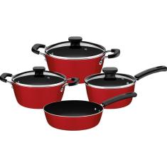Jogo de Panelas Tramontina Sicília 4 Peças Vermelha Alumínio