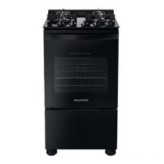 Fogão de Piso Brastemp de 04 Piso com Mesa de Vidro e Dupla Chama Preto - BFO4XAE