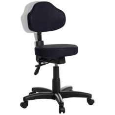 Cadeira Mocho Giratoria Plus Com Back material sintético Azulmarinho -