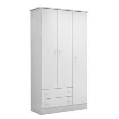 Guarda Roupa 3 Portas 2 Gavetas Doce Sonho Branco/Branco- Qmovi