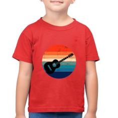 Camiseta Algodão Infantil Violão Vintage Sunset - Foca na Moda, Vermel