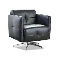 Poltrona Decorativa Astúria Base Giratória Couro Preto - Mempra