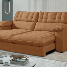 Sofá Retrátil e Reclinável Barcelona 290 Cm Veludo com Molas Ensacadas