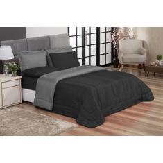 Kit Edredom Casal Queen Jogo de Lençol 06 peças Aconchego Dupla Face C