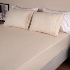 Jogo de Cama Casal 3 Peças Micro Percal 300 Fios Bordado - BF Colchões