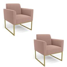 Poltrona Sala Estar Industrial Dourado Kit 2 Marisa Bouclê D03 - D`Rossi