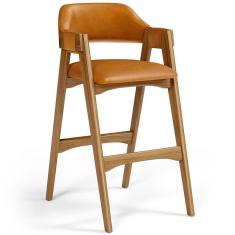 Banqueta Alta Suran L02 Moderno Madeira Taeda Assento Courino 105 Cm Off White Lyam Decor