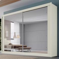 Guarda Roupa Casal Espelhado 2 Portas 4 Gavetas Creta-off White Móveis Europa