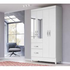 Guarda Roupa Roupeiro Solteiro Madri Branco Flex Com Espelho Moval