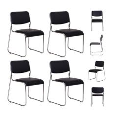 Kit 4 Cadeiras Escritório Interlocutor Dakar Preta Base Fixa