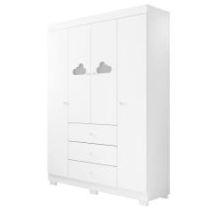Guarda Roupa Infantil 4 Portas 3 Gavetas Amora P04 Branco - Mpozenato