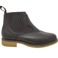 Botina Vira Francesa Laredo Costurada a Maquina em Couro Bico Redondo Elástico Coberto GAROTTI 1030603 Tamanho 38