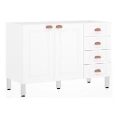 Balcão De Pia S/ Tampo 120cm 2 Portas 4 Gavetas Branco Polar