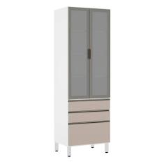 Paneleiro Torre 70Cm Prata Pérola Branco Com Connect