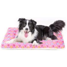 Mora Pets Almofada para caixa de cachorro – Cama ultra macia com estampa de estrela fofa, tapete lavável para cães grandes, médios e pequenos, forro de lã reversível, cama para gatos 89 x 59 cm rosa