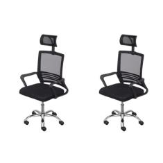 Kit 2 Cadeiras para Escritório Presidente Lyon Alta em Tela Mesh Preto