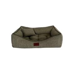 Cama para Cachorro Retangular em Linho Cinza Grande (G) 50 x 65 cm