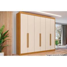 Guarda Roupa Casal 6 Portas e 8 Gavetas Bérgamo Cinamomo/Off White - C