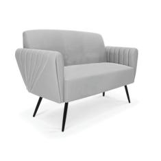 Sofá Namoradeira Pés Palito de Ferro Bruna Suede - D'Rossi, Cinza