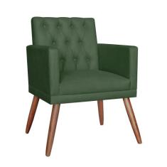 Poltrona Decorativa Pés Palito Nina Encosto Estilo Capitonê Verde - DS