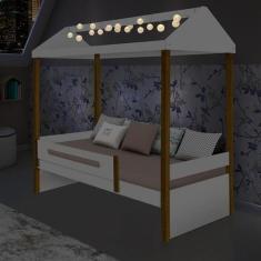 CAMA SOLTEIRO SARA BRANCO MEL com LED - Divaloto