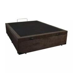 Base Box Baú Casal Suede Marrom - 39x138x188 - SP Móveis