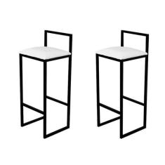 Jogo 2 Banqueta Alta Cozinha Bar Balcão Bistrô Industrial Preta Estofa