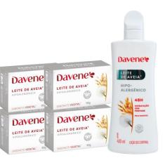 01UN Hidratante + 4un Sabonete Leite De Aveia Hipoalergenico - Davene