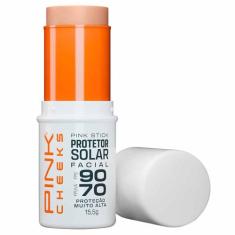 Protetor Solar Facial Com Cor Pink Stick FPS90 - Pink Cheeks, 14g