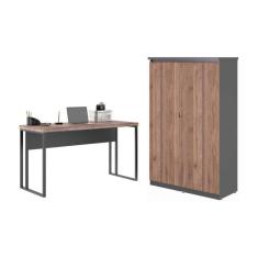 Escrivaninha 1.2 Com Armário Dubai Noce Preto