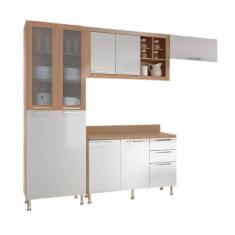 Cozinha Compacta Ditália Aspen 4 Pç Carvalho/Branco A45 Cozy