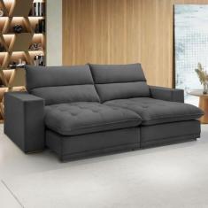 Sofá 4 Lugares Martinho Retrátil 20585 Veludo Cinza - Celflex, Cinza, 