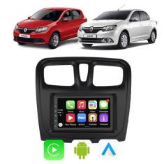 Kit Multimidia Sandero Logan 2015 16 17 18 19 20 21 22 23 24 7" CarPla