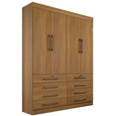 Guarda Roupa Solteiro 4 Portas 6 Gavetas - Mônaco-Cinamomo - Móveis D`Doro