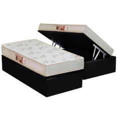 Cama Box Baú Solteiro: Colchão Espuma D33 Castor Sleep Max Relax + Bas