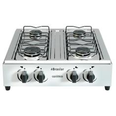 Fogão Cooktop De Mesa Portátil A Gás 4 Bocas Braslar, Branco