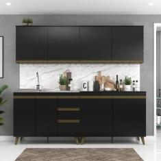 Cozinha Modulada Compacta 4 Peças 8 Portas 3 Gavetas Ema Yescasa