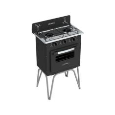 Fogão Portátil 2 Bocas Venax Gemini Vetrô Gás GLP Preto Fosco, Preto, 